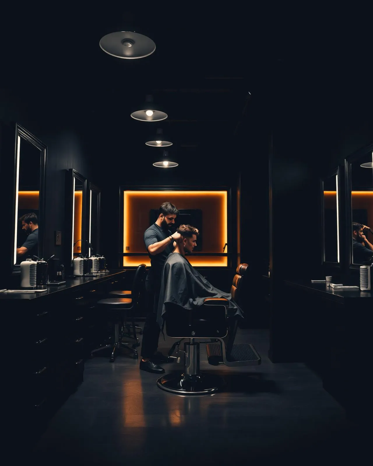 Interior de barbería moderna Gent's Heaven en San Pedro Sula